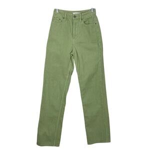 Pacsun Lime Green 90's Boyfriend Corduroy Straight Leg High Waist Pants Size 24